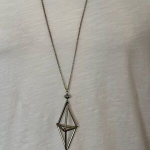 Geometric Silver & Gold Pendant Necklace